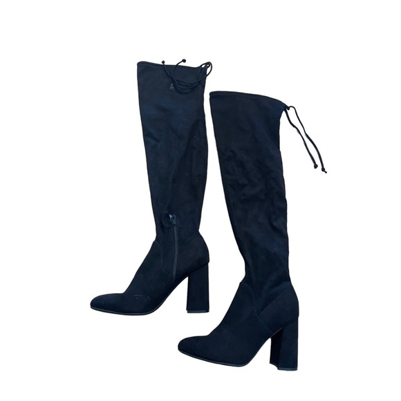 Unisa Quesia Over-the-Knee Black Faux Suede Boots Size 9 | M10 | Trendy Block He - Picture 3 of 4